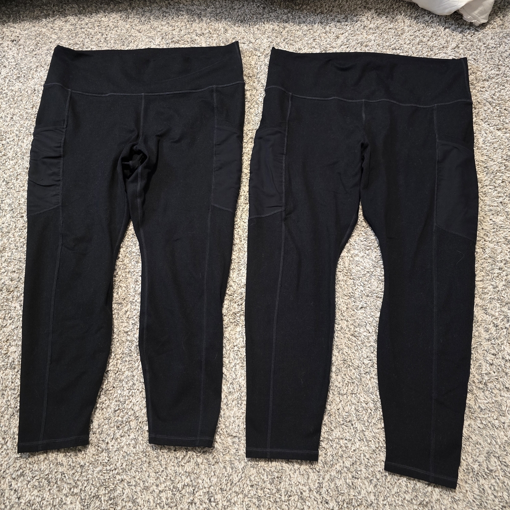 Fabletics Powerhold XXL Short Black Women's Leggings w/ Side Pockets Three Avail